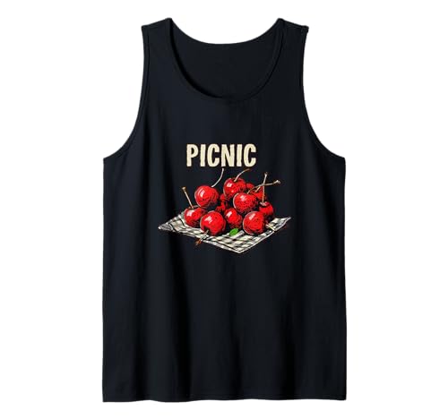 Divertido traje de cerezas de picnic Camiseta sin Mangas