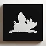 (White, 20x20x1.25 In) Gallery Wrapped Canvas Wall Art Print of Flying Pig Silhouette - 100% Cotton, Ready to Hang, High-Definition Giclée Printing, Fade-Resistant, Modern Home & | ANDUNCA0103116WH