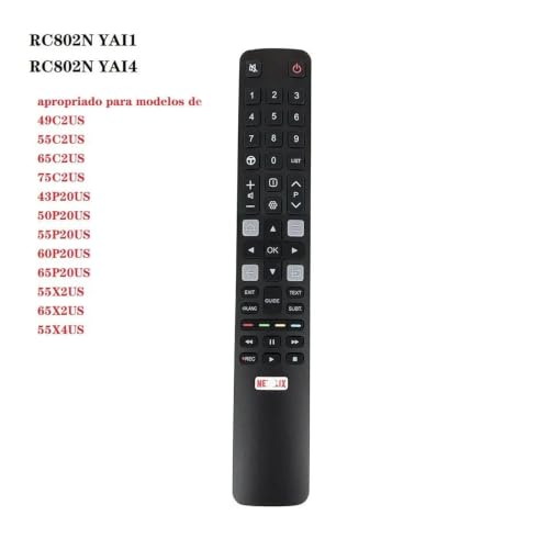 Télécommande RC802N YAI3 compatible TCL 65C2US 75C2US 43P20US U65S9906 IR