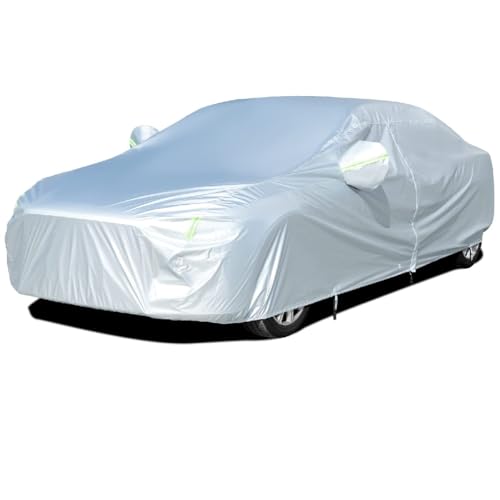 Image of Tecoom Light Shell Waterproof UV-Proof Windproof Design Car Cover with Zipper Storage and Lock for All Weather Indoor Outdoor Fit 160-172 Inches Hatchback
