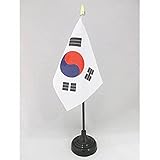 AZ FLAG TISCHFLAGGE SÜDKOREA 15x10cm goldene splitze - KOREANISCHE TISCHFAHNE 10 x 15 cm - flaggen