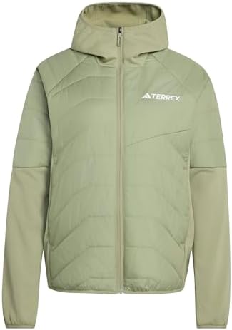 adidas Women's Terrex Multi CLIMAWARM Insulated Hybrid Hooded Jacket, tent green, XS