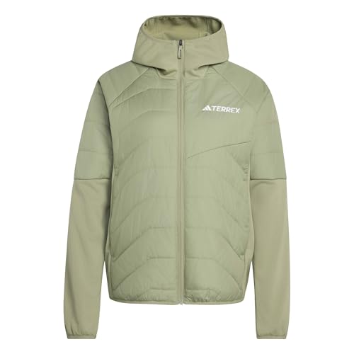 adidas Donna Terrex Multi CLIMAWARM Insulated Hybrid Hooded Jacket, tent green, M