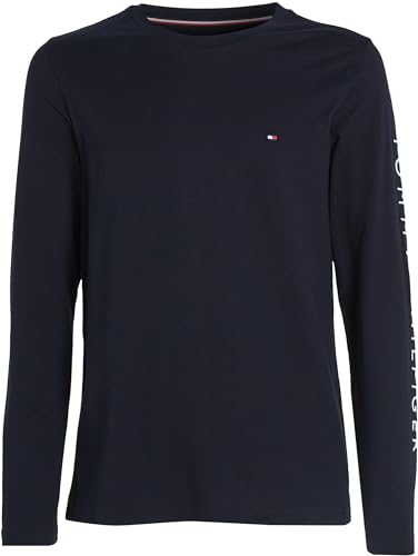 Tommy Hilfiger Camiseta de manga larga Hombre Tommy Logo de algodón, Azul (Desert Sky), L