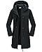 33,000ft Damen Regenjacke Windbreaker Lange Wasserdichte Softshelljacke mit Kapuze Leicht Übergangsjacke Wanderjacke Atmungsaktive Regenmantel für Frühling Sommer und Herbst Schwarz XXL