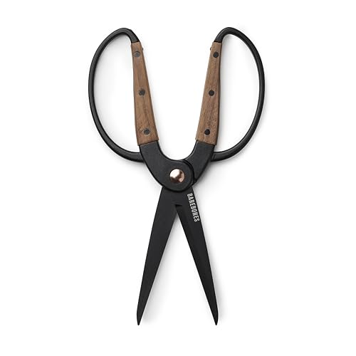 Barebones Garden Scissors - Walnut Scissors - Garden Supplies and Indoor Plant Accessories - Plant Shears with Wide Handles - Comfortable Fit Hand Pruners (Large)