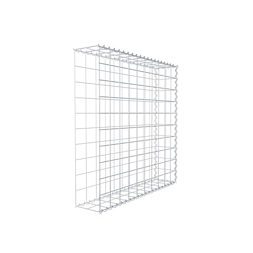 GABIONA Cesta de piedra de gavión rectangular, malla de 10 x 10 cm, profundidad de 20 cm, cesta de cultivo tipo 2, cierre de espiral, galvanizado (100 x 100 x 20 cm)