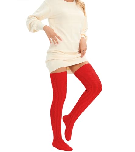 Image of Sexybody Women's Thigh High Socks Over the Knee Knit Socks, Winter Leg Warmers Stockings Knee High Tube Arctic Fleece