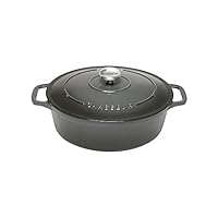 Chasseur Oval Cast Iron French Oven/Casserole, 27 cm/ 4 Litre Capacity, Caviar - Made in France