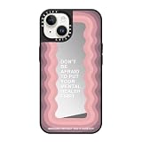 CASETiFY ミラー iPhone 14 ケース [1.5mからの落下試験をクリア/MagSafe に対応] - Don't Be Afraid - シルバー (ブラックバンパー)
