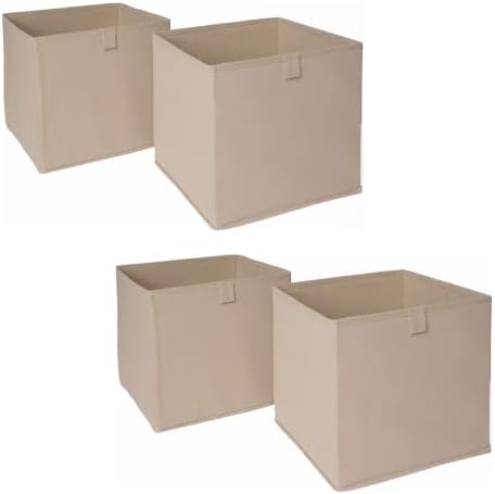 OHS Set of 2 Fabric Storage Boxes Home Organiser Toys Clothing Bathroom Pop Up Collapsible Foldable Cube Box, Forest Green