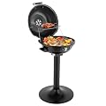 PALINDAWIN Electric Grill for Indoor Outdoor, Portable Double Layer Design Countertop BBQ Grills with Lid Stand/Tabletop Options for Barbecue Cooking (Black)