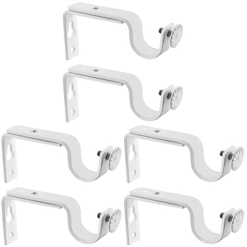 STOBAZA カーテンロッドブラケット カーテンロッドホルダー 突っ張り棒 フック 物干し 竿受け のれん受け 壁用 カーテン レールブラケット 18-22MMカーテンロッドに適合 ネジ付き 調節可能 カーテンアクセサリー 6個セット・ホワイト