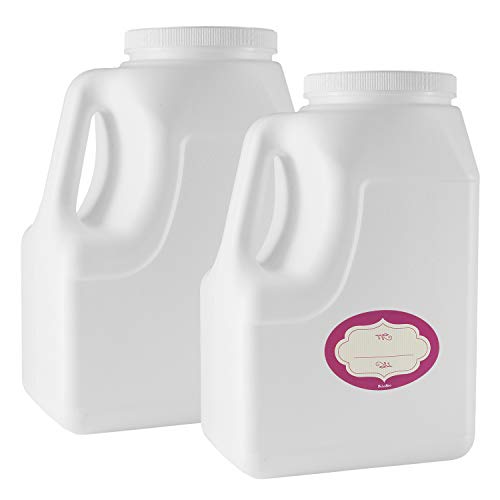 2 Pack - 1 Gallon White Square Plastic Storage Containers - Jars w/Plastic