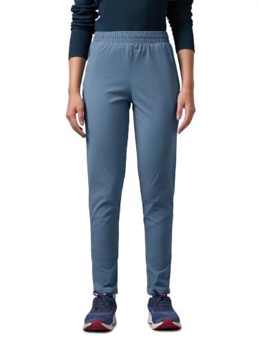 Image of TECHNOSPORT Women's Solid Straight Fit Track Pants with 4-Way Stretch, Moisture-Wicking Fabric, Mid-Rise Drawstring Waist & Pockets for Gym, Running, Workout and Everyday Athleisure