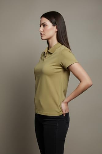 Image of BEAR THREAD Women's Plain Polo T-Shirt | Classic Collared Half Sleeve Top | Soft Breathable Lightweight Fabric | Solid Casual Summer Polo Tee