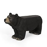 Thctvous 31” Black Bears Bench, Bear Statue for Garden, Front Porch, Patio, Park, Outside, Indoor, MGO, Rustic, No Assembly (Bear)