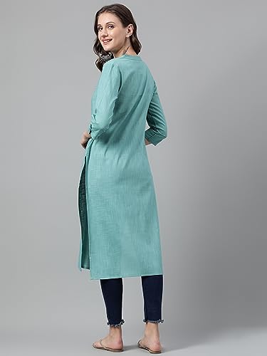 Image of NEEMIYA Striped Solid Kurta Round Nack