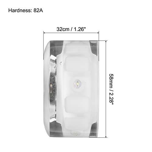 Image of PATIKIL 32 x 58mm Roller Skate Wheels with Bearings, 4 Pack Light Up Wheel Quad Skate Replacement for Double Row Skating Skateboard, White Light