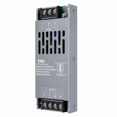 Image of YSD Strip Light Driver 12V 10AMP 120W AC to DC Switching Adaptor Convertor Driver /Power Supply for LED Strip Light Lamp /CCTV Camera /Security System /Radio /Computer Project (12V 10AMPS)