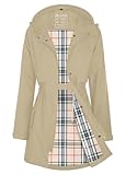 EnduaReve Damen Regenjacke Regenmantel Wasserdicht Kapuze Women Rain Jacke Übergangsjacke Outdoor Frühling Sommer Herbst Khaki S