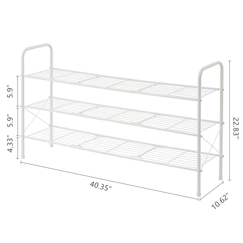 Image of Hoctieon 3 Tier Durable Mesh Style Shoe Rack, Entryway Shoe Shelf, Shoe Rack FreeStanding, Shoe Storage Organizer, Shoe Rack for Closet, Space Save For bathroom, Hallway, Bedroom, Living Room, White