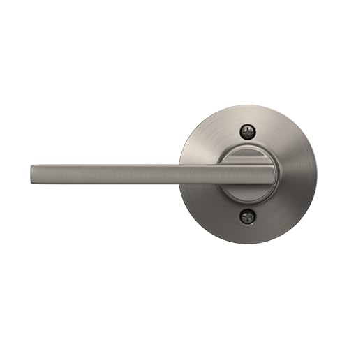 Image of SCHLAGE Latitude Non-Turning Dummy Door Handle, Reversible, Satin Nickel | Non-turning dummy lever door handle with no latch or lock, Decorative pull, One sided, Easy to install, Certified durability