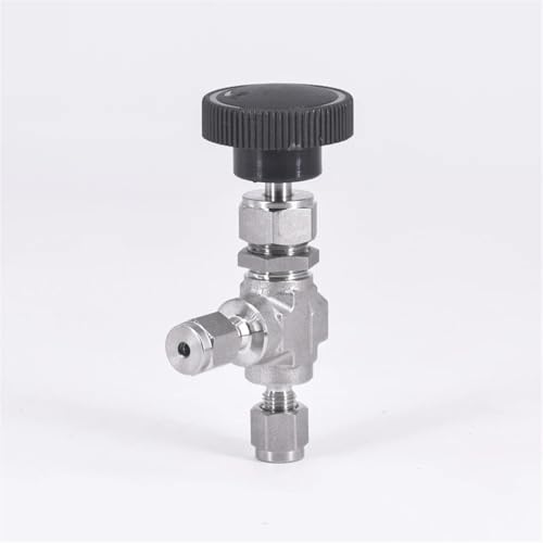 Codo de grúa con válvula de aguja y compresión de 6 mm en acero inoxidable 316 3