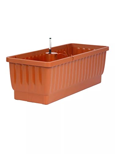 Gardener's Supply Company 23" Self-Watering Windowbox for Flowers, Herbs and Succulents, Terra Cotta