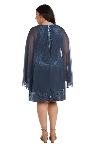 Image of R&M Richards Women's Metallic Foil Print Bodycon Dress W /Draped Capelet - Knee-Length Cocktail Party Outfit