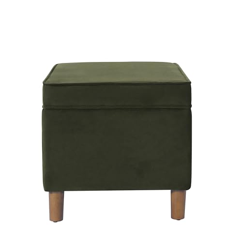 Image of HomePop 24 inch Dinah Collection Storage Ottoman - Loden Green Velvet