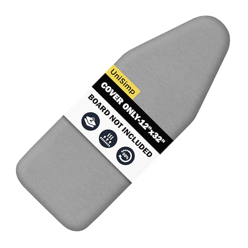 Image of Small Ironing Board Cover and Pad 12 inchx32 inch Small Iron Board Cover with Padding,Tabletop Mini Ironing Board Cover and Pad Small Size, Cotton Canvas, Heat Resistant, Drawstring Gray