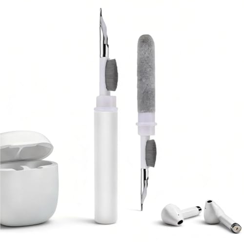 3 in 1 Cleaner Kit for AirPods Pro 1 2 3, Multi-Function Cleaning Pen with Soft Brush & Flocking Sponge for Bluetooth Earphones, Headsets Charging Case, iPhone, Laptop, Electronic Devices