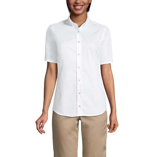 Lands' End School Uniform Women's No Gape Short Sleeve Stretch Shirt