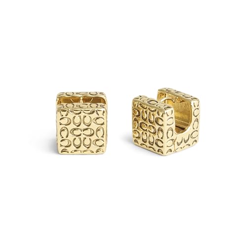 COACH Women's Signature Quilted Cube Huggie Earrings