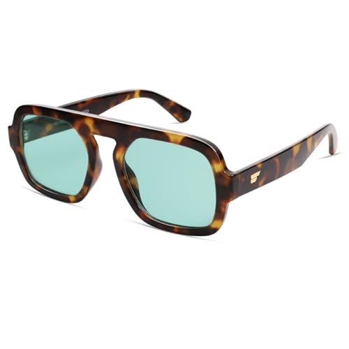 VANLINKER Oversized Retro Square Aviator Sunglasses for Women Men 70s Vintage Style Trendy Big Flat Top Sun Glasses VL9826