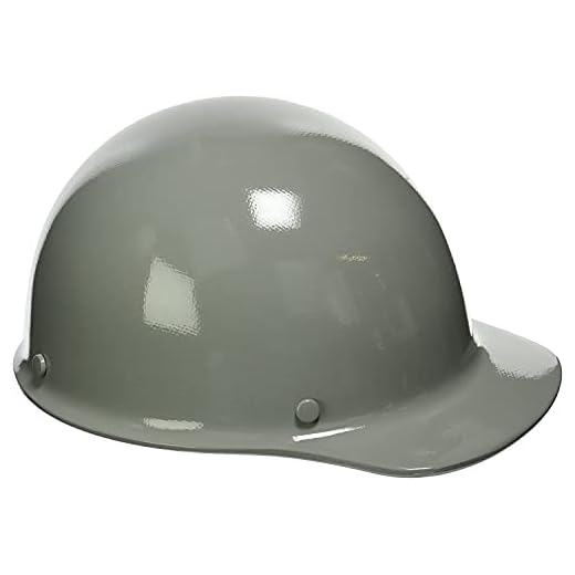 MSA 454622 Skullgard Cap Style Safety Hard Hat with Staz-on Pinlock Suspension | Non-slotted Cap, Made of Phenolic Resin, Radiant Heat Loads up to 350F - Standard Size in Gray