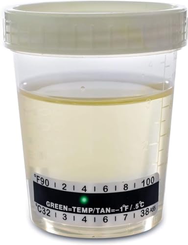 Steriler Urinbecher/Probenbecher Schraubverschluss 120 ml mit Temperaturanzeige 5 Stück