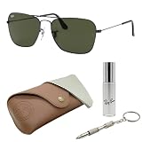 Ray-Ban RB3136 Square Shape Non-Polarized Sunglasses for Men & Women – Includes Official Rayban Eyewear Kit – Ideal Formal & Casual Wear Sunglasess – Green Lens