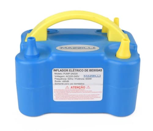 Inflador Azul Compressor Balão Bexiga 2 Bicos Bomba Elétrica Festas 220v
