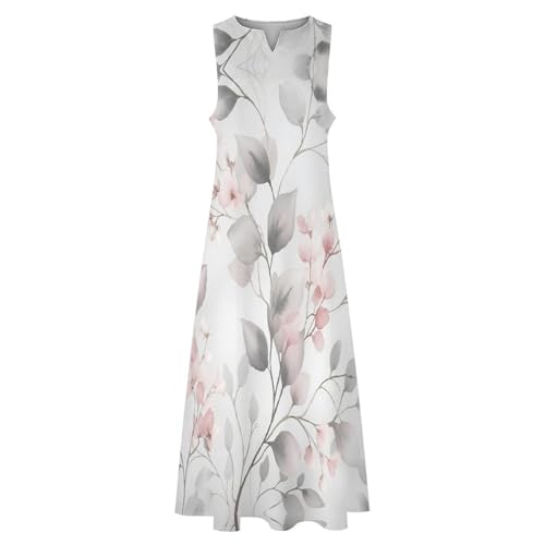 Sundress longue décontractée grande taille fluide col V gris