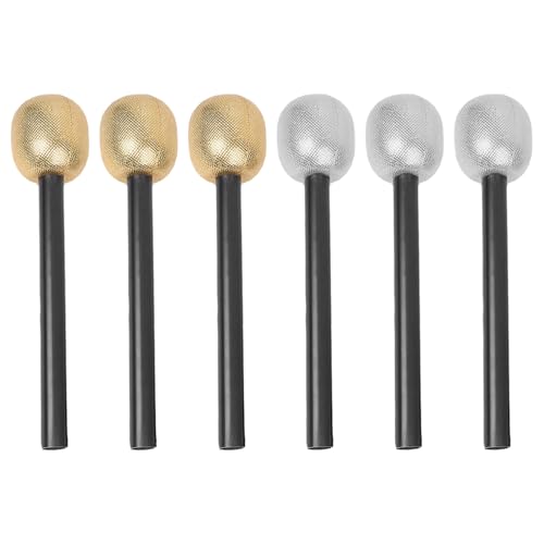 Mikinona Lot de 6 Microphones de Simulation pour Halloween, Accessoires de Cosplay Garçon et Filles, 3 Dorés 3 Argentés, Jouets Fête d'halloween, Décoration et Animation Soirée Costumée