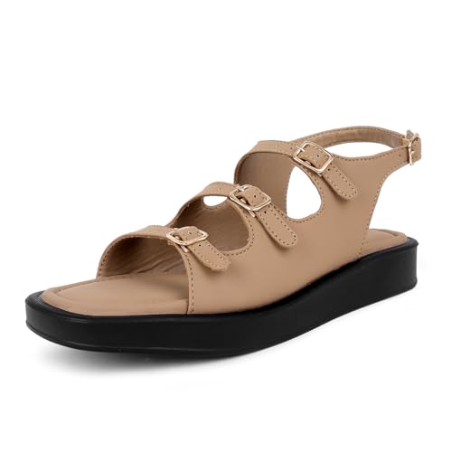 Image of TRASE Strap Trend Comfortable Flat Sandals For Women - Women Footwear Stylish And Adjustable Double Strap Sandals For Daily Use