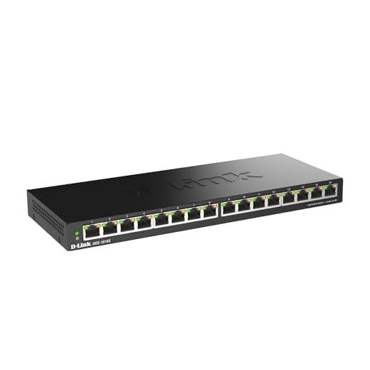 D-Link DGS-1016S 16-Port Unmanaged Gigabit Switch (ohne Lüfter, Low Profile Metallgehäuse, Desktop/Wandmontage, Plug-and-Play, 802.1p QoS, 802.3az EEE)
