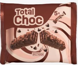 Total Choc Chocolate Wafer Bars with Milk Chocolate Coating, Cocoa Filling and Chocolate Chips, 160g, 5 Unidades. Pack de 3
