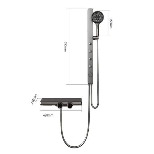 Robinet de bain et de douche mitigeur mural gris 3 fonctions - 6