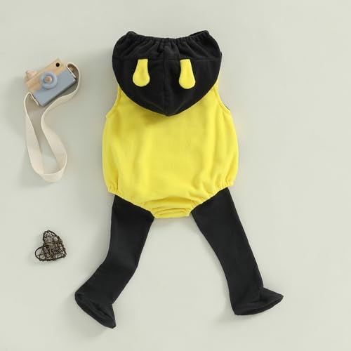 Madjtlqy Baby Halloween Costumes Toddler Girl Boy Outfits Clothes Hooded Romper Jumpsuit With Long Socks (Bee, 0-6 Months) by Madjtlqy - Used condition - Image 3