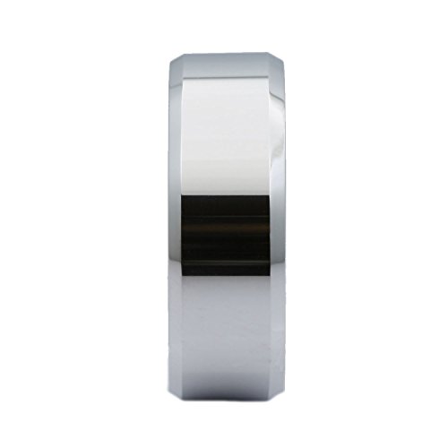 Custom Engraved White Tungsten Carbide Mirror Polished Finish Center Beveled Edge 6mm or 8mm Wedding Ring2