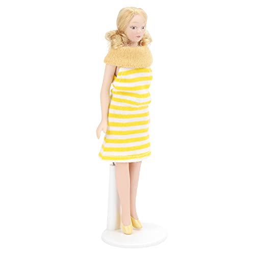 Muñeca para Casa de Muñecas 1:12 Mujer Vestido Amarillo miniatura 1