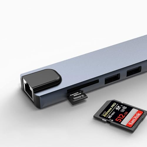 Image of USB HUB USB C Hub, 7 in 1 Type C Adapter with USB C to HDMI,1Gbps Ethernet RJ45,100W Power Delivery,2 USB 3.0 Data Ports, SD /TF Card Readers for All USB C Device & iOS (USB C to 7 in 1 HUB)